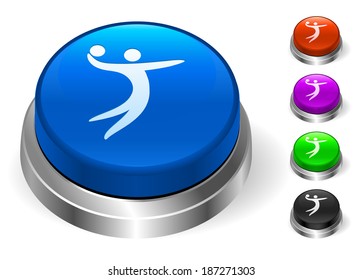 Volleyball Icons on Round Button Collection