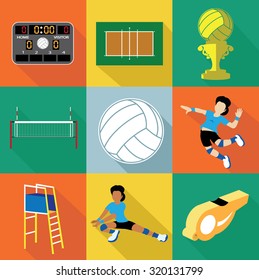 Volleyball icons set