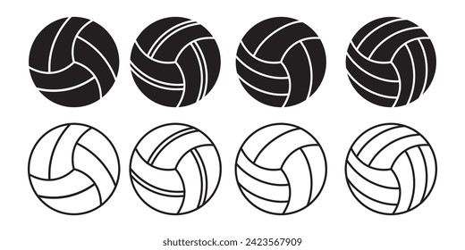 Volleyball icons set. Black volleyball ball symbol set of volleyball vector icons for web, app design,