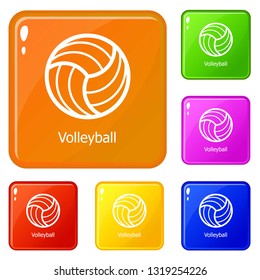 Volleyball icons set collection vector 6 color isolated on white background