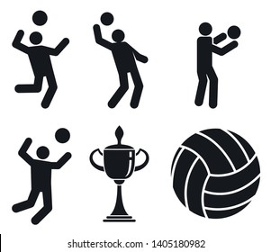 Volleyball icons set. Simple set of volleyball vector icons for web design on white background