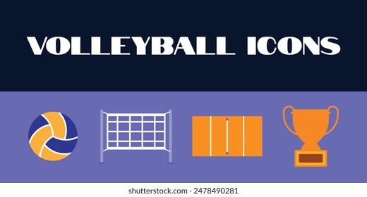 Volleyball icons set vector. Volleyball sports icons illustration. Volleyball icons