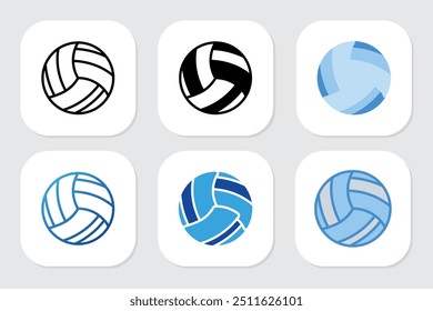 ícones de voleibol com vários estilos de design