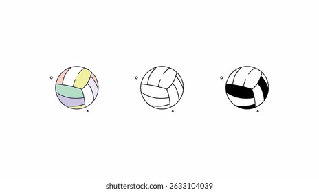 Volleyball icons vector set color line glyph line icons stock illustration