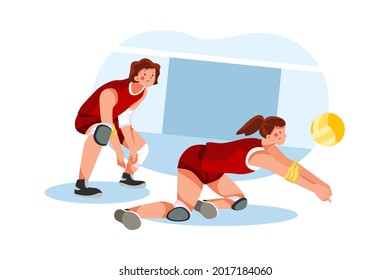 Concepto de ilustración de voleibol. Ilustración plana aislada en fondo blanco.