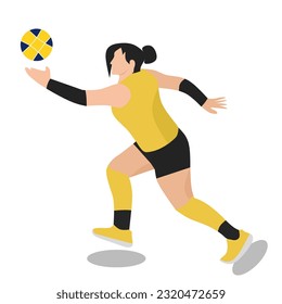 Volleyball illustration, serve services playing volleyball . Illustration vector flat on white background