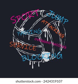 Volleyball Illustration typography for t shirt, poster, logo, sticker, or apparel merchandise