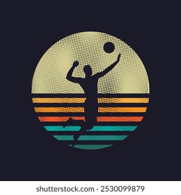 Tipografia de ilustração de voleibol para camiseta, cartaz, logotipo, adesivo ou mercadorias de vestuário