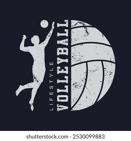 Tipografia de ilustração de voleibol para camiseta, cartaz, logotipo, adesivo ou mercadorias de vestuário