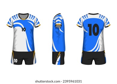 Volleyball jersey mockup Blue and White color with front, side and back view. best for your choice.