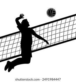 volleyball jumping smash man silhouette vector