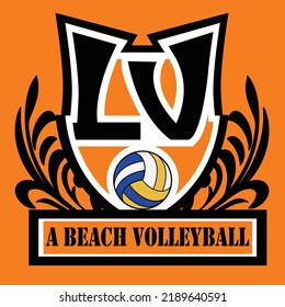 volleyball las vegas or Lv volley ball is a logo for volley ball becah club with initial LV 