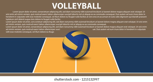 Volleyball layout template for brochure or pages. Vector. illustration 3D.
