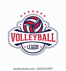 Volleyball League vector logo emblem design for sport team. Vector illustration