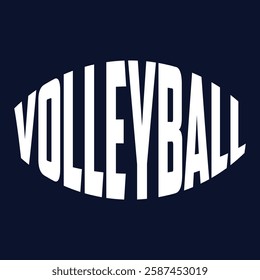 Volleyball lettering text on white background with ball. Sport, fitness, activity symbol. Concept calligraphy print for T-shirt, flag, banner, logo, poster design. Flat hand drawn illustration.