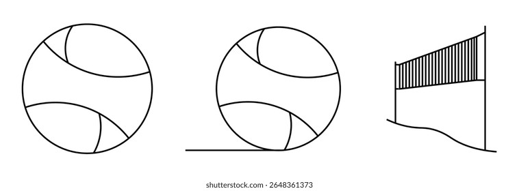 Volleyball line icon. black filled and outlined style