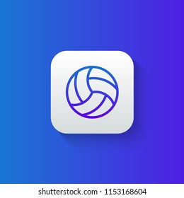 Volleyball line icon isolated on gradient background, vector illustration