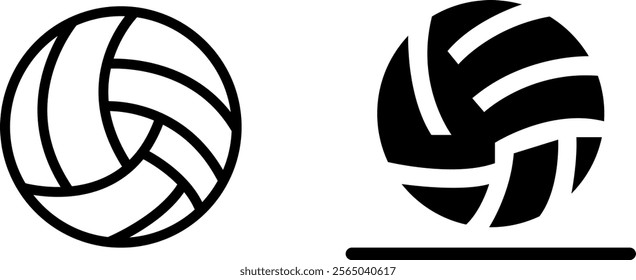 "Volleyball Line Icons: Dynamic Vector Set for Sports and Recreation Designs"