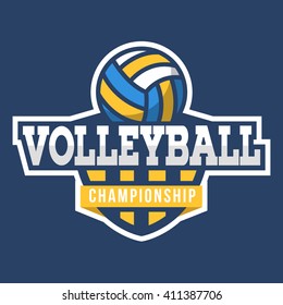 Volleyball Logo American Style Stock Vector (Royalty Free) 411387706 ...