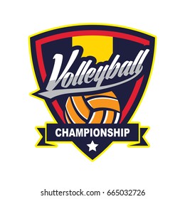 Volleyball Logo Badge, American Logo Sport