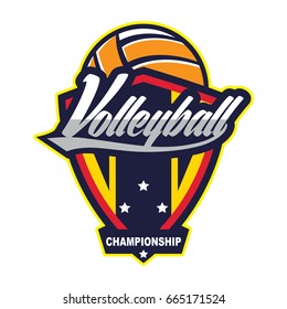 Volleyball Logo Badge American Logo Sport Stock Vector (Royalty Free ...