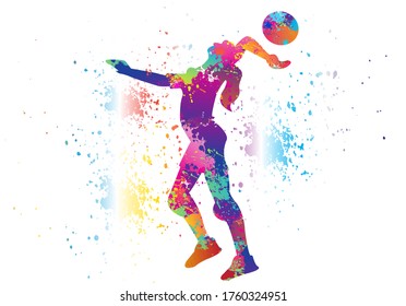 Volleyball logo design. Colorful sport background. Vector illustration.