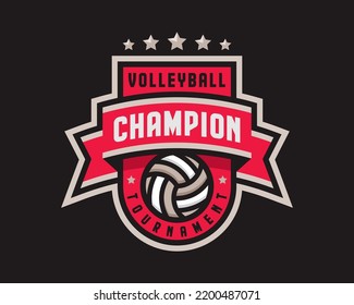 Volleyball logo design, emblem tournament template editable for your design.