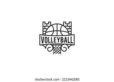 volleyball logo design greek building wall tournament style icon symbol