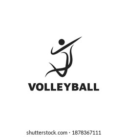 Volleyball Logo Design With Jumping Person Icon