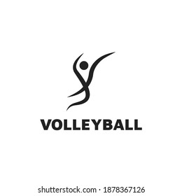 Volleyball Logo Design With Jumping Person Icon