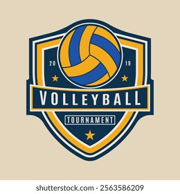 volleyball logo design, sports emblem badge graphic template vector illustration design