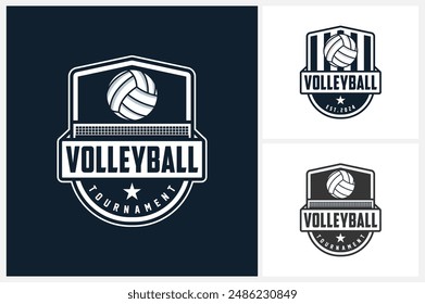 Volleyball-Logo-Design-Vorlage, Volleyball-Team-Emblem-Kollektion, Volleyball-Turnier-Logo-Design-Vektorillustration