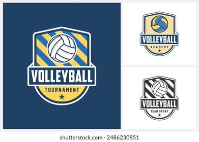 Plantilla de diseño de logotipo de voleibol, colección de emblema de equipo de voleibol, Ilustración vectorial de diseño de logotipo de torneo de voleibol