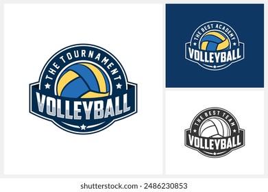 Volleyball logo design template, volleyball team emblem collection, volleyball tournament logo design vector illustration