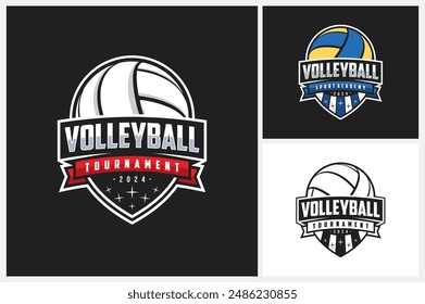 Volleyball-Logo-Design-Vorlage, Volleyball-Team-Emblem-Kollektion, Volleyball-Turnier-Logo-Design-Vektorillustration