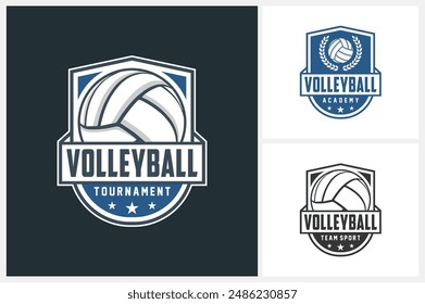 Volleyball logo design template, volleyball team emblem collection, volleyball tournament logo design vector illustration