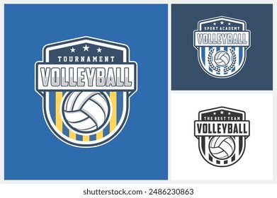 Volleyball logo design template, volleyball team emblem collection, volleyball tournament logo design vector illustration