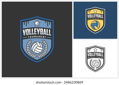 Volleyball logo design template, volleyball team emblem collection, volleyball tournament logo design vector illustration