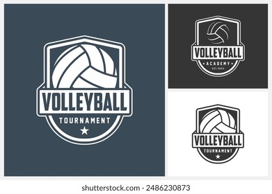 Volleyball-Logo-Design-Vorlage, Volleyball-Team-Emblem-Kollektion, Volleyball-Turnier-Logo-Design-Vektorillustration