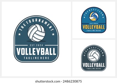 Volleyball logo design template, volleyball team emblem collection, volleyball tournament logo design vector illustration