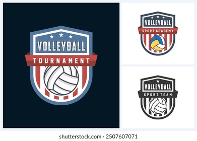 Volleyball logo design template, volleyball team emblem collection, volleyball tournament logo design vector illustration