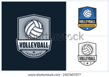 Volleyball logo design template, volleyball team emblem collection, volleyball tournament logo design vector illustration