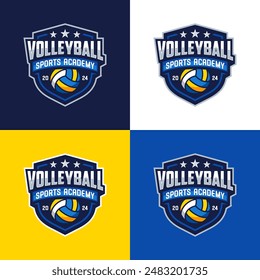 Ilustración vectorial de diseño de logotipo de voleibol, emblema para el club de voleibol, insignia deportiva para torneos o campeonatos.