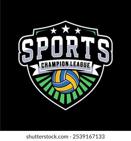 Ilustración vectorial de diseño de logotipo de voleibol, para club de voleibol