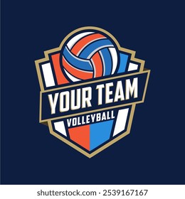 Ilustración vectorial de diseño de logotipo de voleibol, para club de voleibol