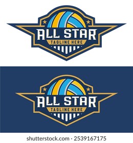 Ilustração de vetor de design de logotipo de voleibol, para clube de voleibol