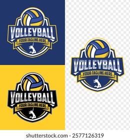 Volleyball logo design vector illustration. Volleyball team championship logo. For college league sport club emblem, sign, logo. Volleyball club badge design