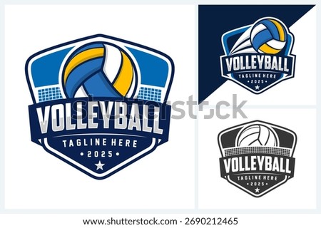 Volleyball logo design vector, volleyball tournament sport emblem logo, volleyball team emblem logo design vector illustration