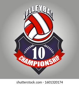 Volleyball logo emblem design elements for clothing and other design