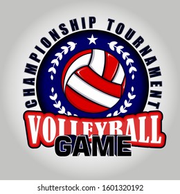 Volleyball logo emblem design elements for clothing and other design